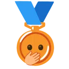 medaglia di bronzo + faccina con occhi aperti e mano sulla bocca