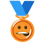 medaglia di bronzo + bocca che morde il labbro