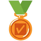 medaglia di bronzo + pulsante segno di spunta
