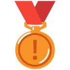 medaglia di bronzo + punto esclamativo rosso