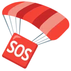 paracaídas + símbolo de socorro