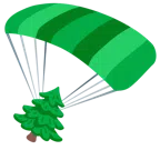 paracaídas + árbol de hoja perenne