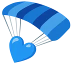 paracaídas + corazón azul