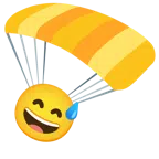 paracaídas + cara sonriendo con sudor frío