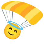 paracaídas + cara sonriendo con aureola