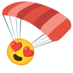 paracaídas + cara sonriendo con ojos de corazón