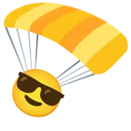 paracaídas + cara sonriendo con gafas de sol