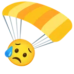 paracaídas + cara triste pero aliviada