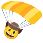 paracaídas + cara con sombrero de vaquero