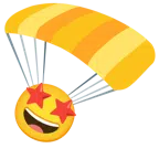 paracaídas + cara sonriendo con estrellas