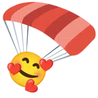 paracaídas + cara sonriendo con corazones