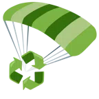 paracaídas + símbolo de reciclaje