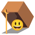 Mausefalle + grinsendes Gesicht mit großen Augen