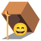 Mausefalle + grinsendes Gesicht mit lachenden Augen