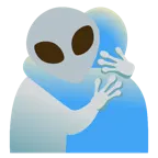 personas abrazándose + alienígena