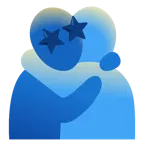 personas abrazándose + cara sonriendo con estrellas