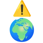 warning + globe showing Europe-Africa