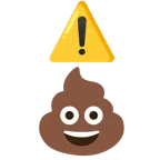 warning + pile of poo