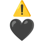 warning + black heart