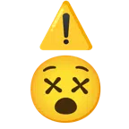 warning + face with crossed-out eyes