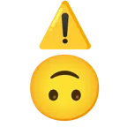 warning + upside-down face