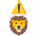 warning + lion