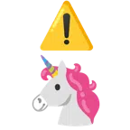 warning + unicorn