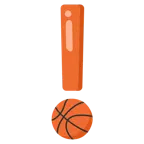 rotes Ausrufezeichen + Basketball