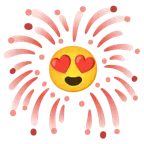 fuochi d’artificio + faccina con sorriso e occhi a cuore