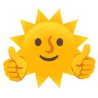 pulgar hacia arriba + sol con cara