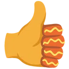 pulgar hacia arriba + perrito caliente