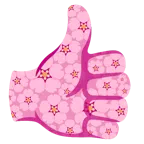 pulgar hacia arriba + flor de cerezo