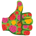 pulgar hacia arriba + rosa
