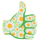 pulgar hacia arriba + flor