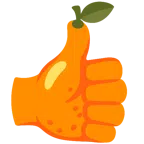 pulgar hacia arriba + mandarina