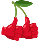 pulgar hacia arriba + cerezas