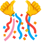 pulgar hacia arriba + bola de confeti