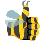 pulgar hacia arriba + abeja