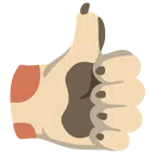 pulgar hacia arriba + cara de perro