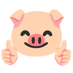 pulgar hacia arriba + cara de cerdo