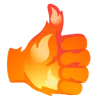 pulgar hacia arriba + fuego