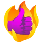 pulgar hacia arriba + cara sonriendo con cuernos