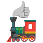 pulgar hacia arriba + locomotora de vapor