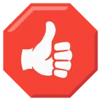 pulgar hacia arriba + señal de stop