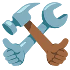 pulgar hacia arriba + martillo y llave inglesa