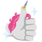 pulgar hacia arriba + unicornio