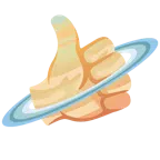 pulgar hacia arriba + planeta con anillos