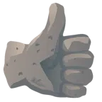 pulgar hacia arriba + piedra