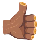 pulgar hacia arriba + madera