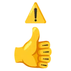 pulgar hacia arriba + advertencia